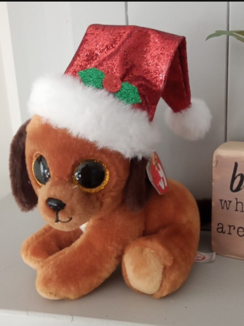 New🌈 Ty Beanie Boos HOWLIDAYS Plush Santa Puppy Dog